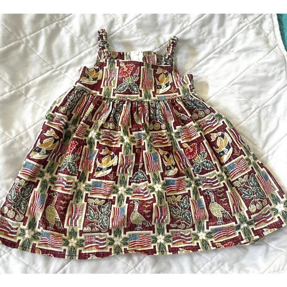 Reyn Spooner Toddler Dress 2T Summer Girls Hawaii State Bird Flower Fish Flag